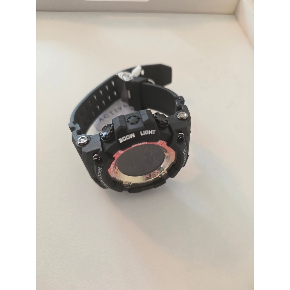Activa Sport Digital Watch Black Rose Gold Tone Water Resistant ACW8082-007 NEW